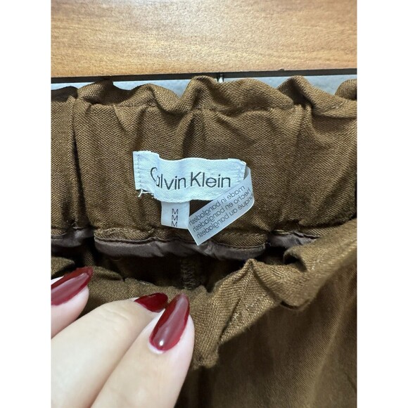 Calvin Klein Linen Blend Wide Leg Crop Pants - Picture 7 of 8